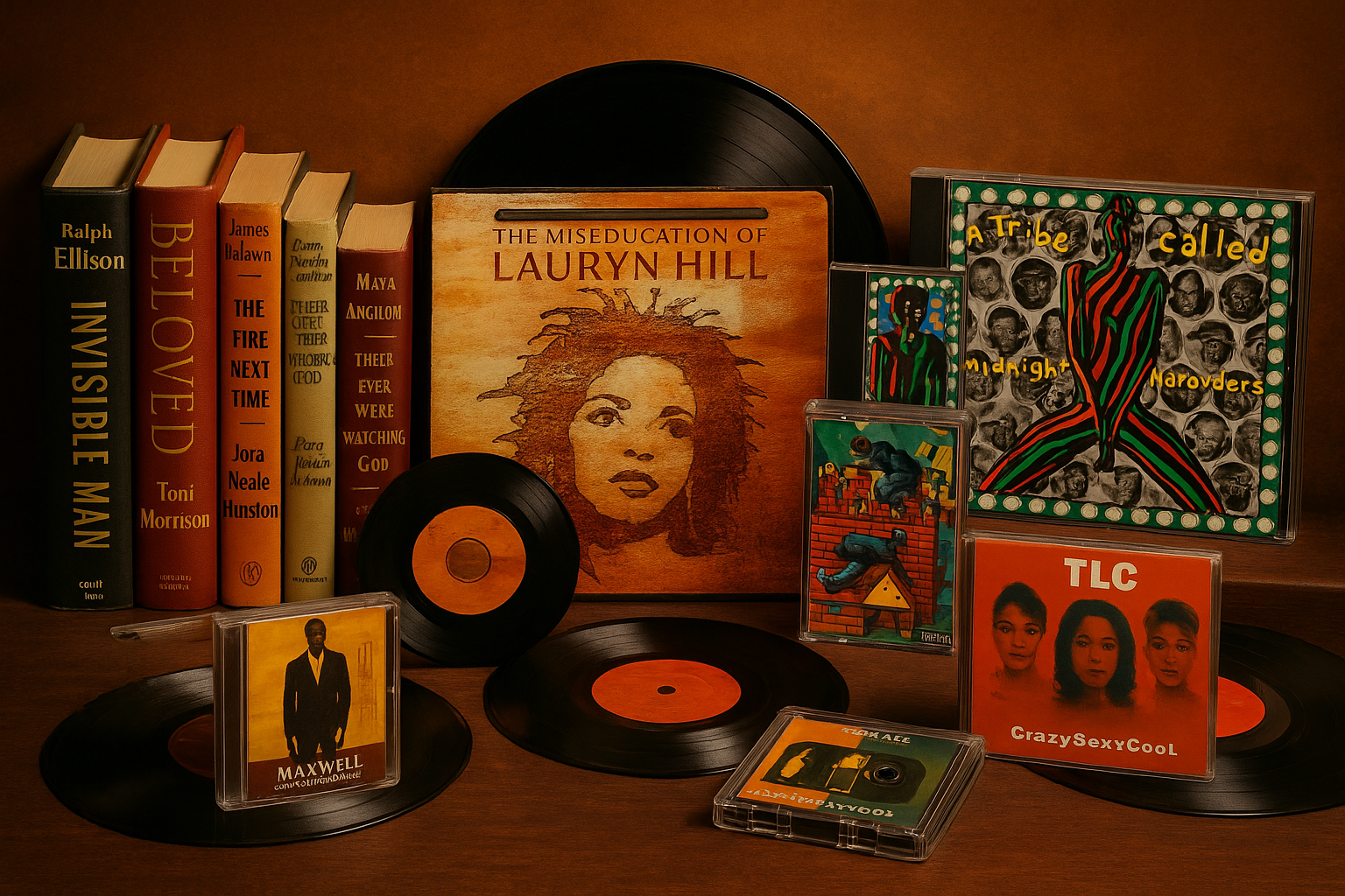 african american books and 90's r&B album covers